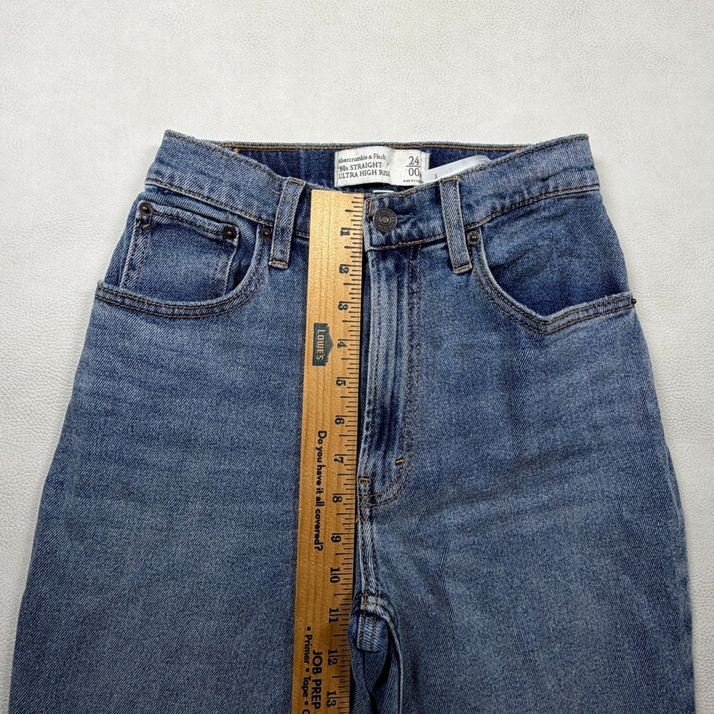 Abercrombie & Fitch 90s Straight Ultra High Rise Curve Love Jeans Blue 24 00R - Picture 8 of 11